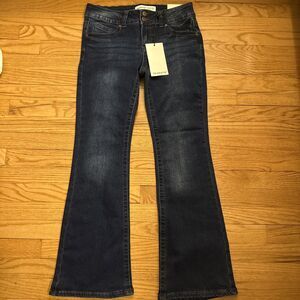 Telepatia Low Rise Bootcut Jeans Juniors 11/30 Dark Wash Stretch Flap Pocket